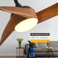 thumbnail image 3 of Noaman 52 Inch Ceiling Fan with Dimmable 3-Color LED Light, 3 Solid Wood Blades, Remote Control, Reversible DC Motor, Matte Black for Home, 3 of 8