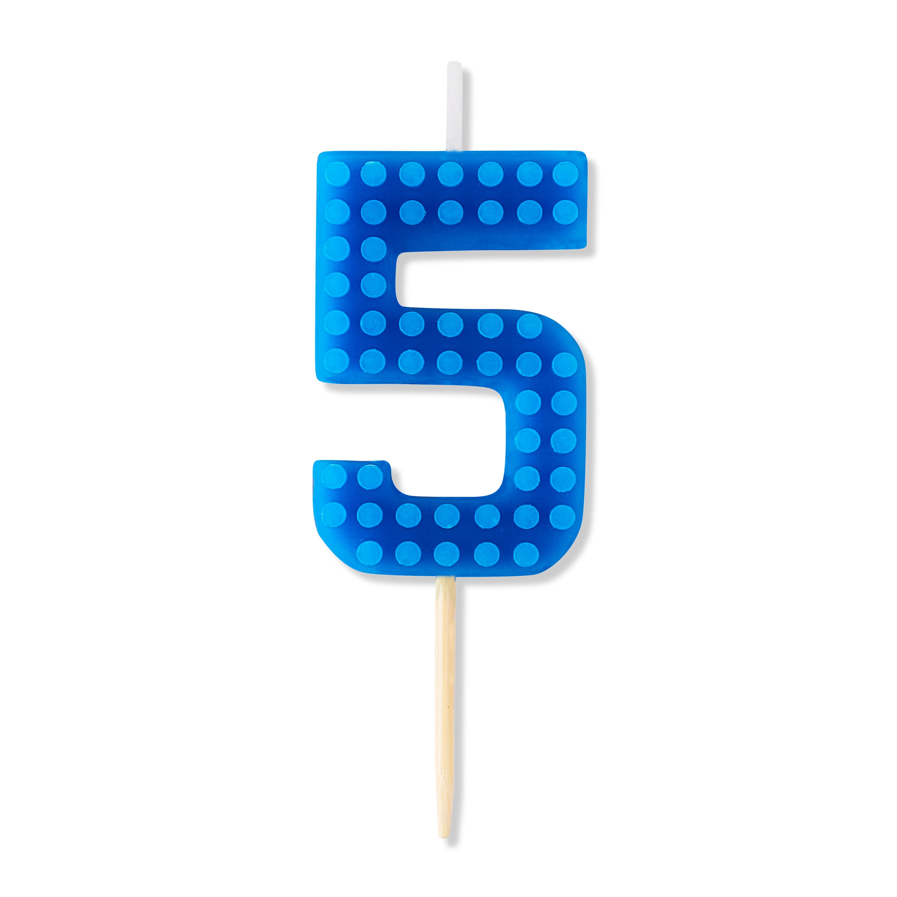 Blue Building Block Number 5 Birthday Candle, by Way To Celebrate