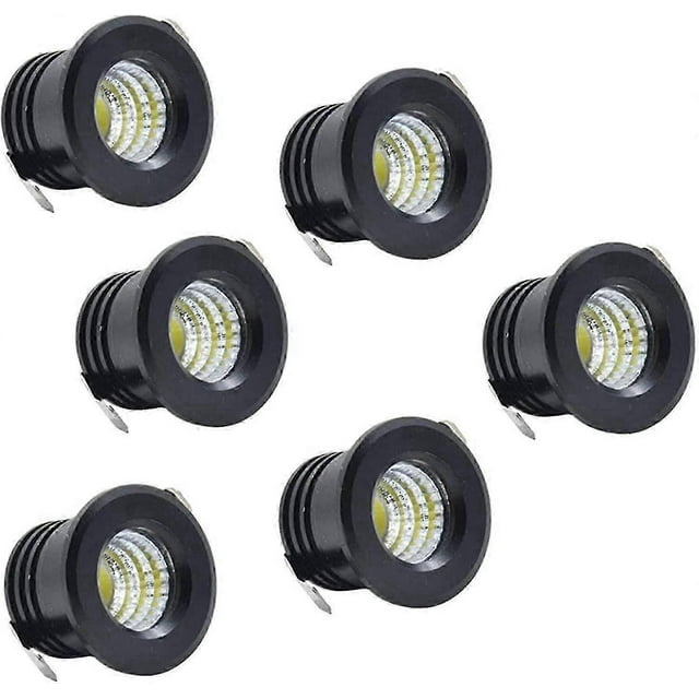 6 Pack Mini Black LED Recessed Ceiling Spotlights Mini LED Spotlight for Cabinet Ceiling Light, 3W, Warm White