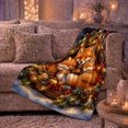 thumbnail image 6 of Sleeping Fox Family Winter Scene Festive Evergreen Wreath, Festive Woodland Scene, Warm Flannel Blanket for Cabin and Lodge, Wildlife Lovers Housewarming Gift, Rustic Home Decor, 6 of 9
