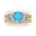 thumbnail image 2 of Clara Pucci 14K Yellow/White Gold 2.94 Simulated Turquoise Engraveable Engagement Ring + Wedding Band Set, 2 of 7