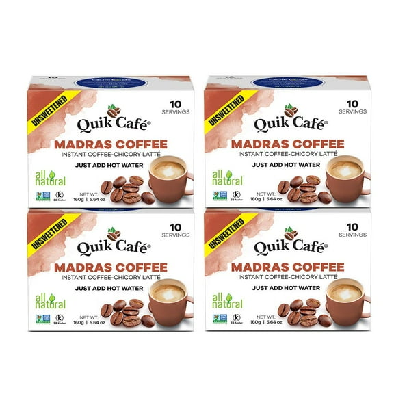 Quik Cafe Unsweetened Madras Coffee - 5.64 Ounce (Pack of 4)