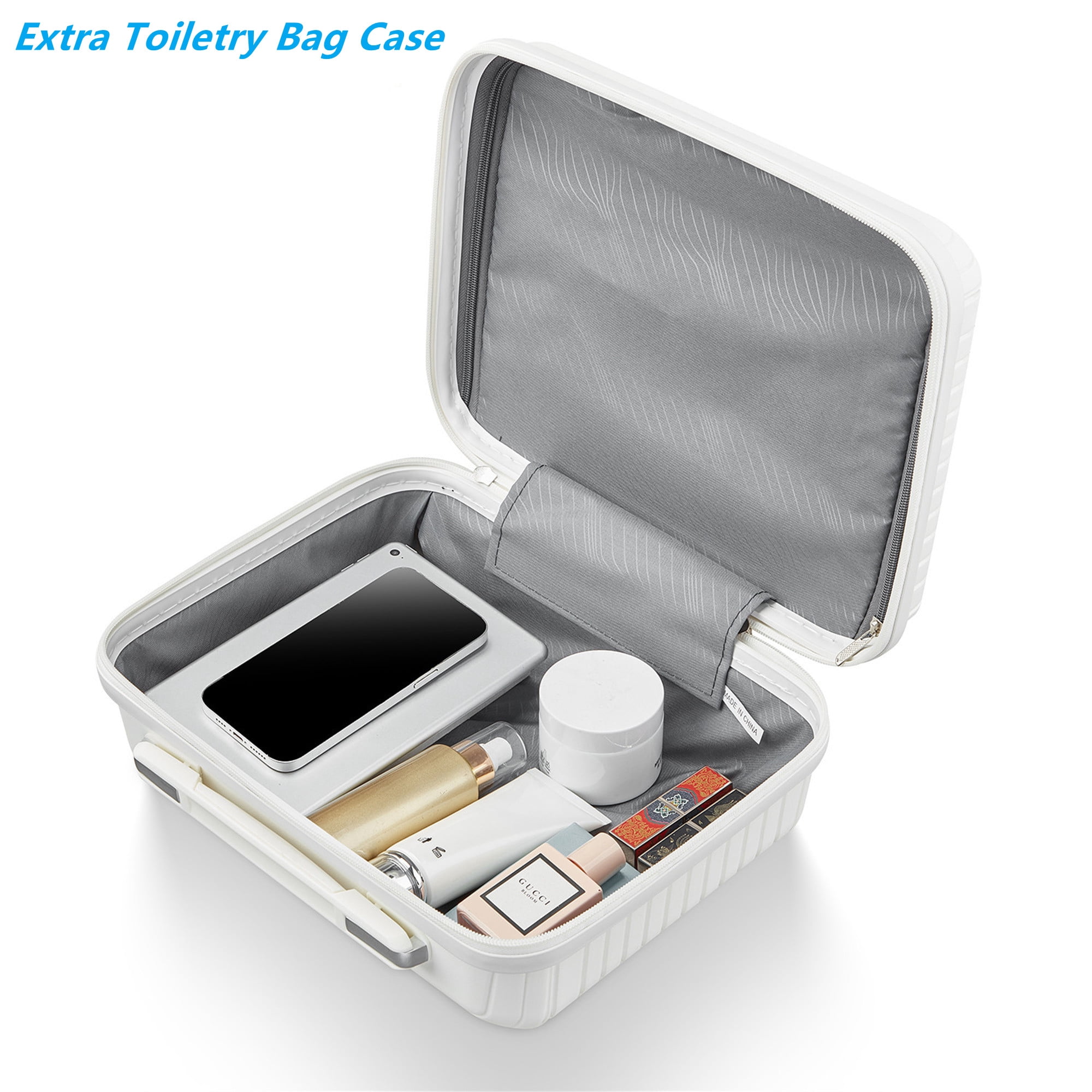 Aukfa Expandable Hardside 4-Piece Luggage Travel Set, Durable Suitcase Double Wheels, White