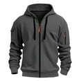 thumbnail image 2 of TOWED22 Mens Zip Up Hoodie Long Sleeve Fleece Casual Hooded Sweatshirts Athletic Full Zip Jacket with Pockets(Dark Gray,XL), 2 of 8