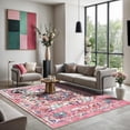 thumbnail image 4 of GLN Rugs Serik - Indoor, Machine Washable Area Rug 6'6"x9'6" Turkish Pink Home Carpet, 4 of 9