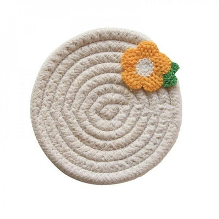 

Feiona-Woven Cotton Coasters Drink Coasters Insulation Pad Cup Pad Cotton Wire Woven Bowl Pad