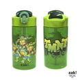 thumbnail image 2 of Zak Designs 2pc 16 oz Teenage Mutant Ninja Turtles Kids Water Bottle Plastic with Easy-Open Locking Spout Cover for Travel, TMNT, 2 of 7