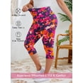 thumbnail image 2 of SHOWMALL Women's Plus Size High Waisted Capri Yoga Leggings with Pockets, Tummy Control Cropped Workout Pants for Gym & Running, Rosy Clouds, Size 2X, 2 of 9