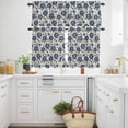 thumbnail image 3 of Spring Floral Kitchen Curtains Valances and Tiers Set of 3 Watercolor Gradient Blue Flowers Green Leaves Retro Tier Curtains and Valance with Rod Pocket for Small Windows, 27.5"x36", 3 of 9