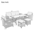 thumbnail image 7 of 6-Piece Outdoor Patio Furniture Set, Rattan Wicker Sofa Set, Outdoor Sectional Furniture Chair Set with Stools and Table, 7 of 7