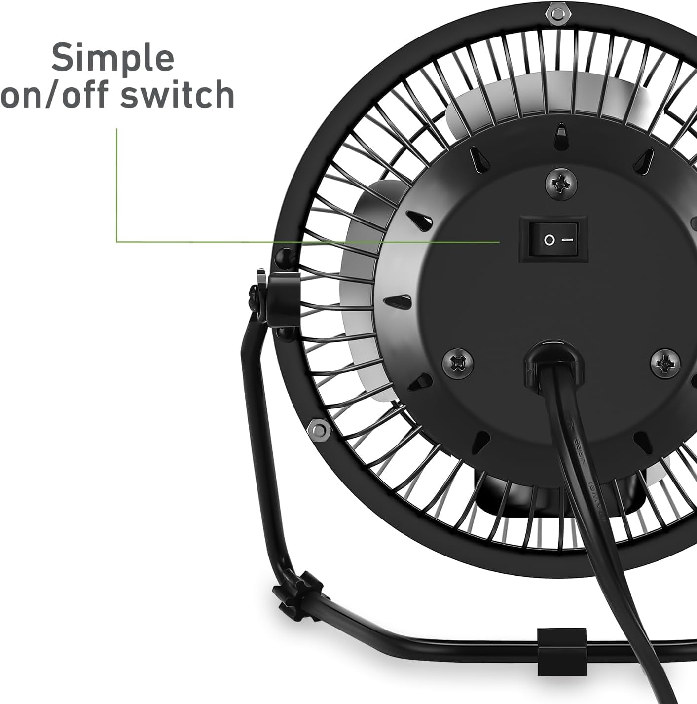 4" Mini High-Velocity Personal Desk Fan, 4 Blades, Adjustable 360° Head Tilt, Durable Metal Construction, Single Speed, Ideal for Home, Dorm Rooms, Bedrooms, or Offices, Black
