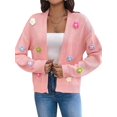 thumbnail image 2 of Women'S Cropped Cardigan Sweaters Boho Crochet Floral Embroidery Oversized Open Front Knit Sweater Outwear Pink XL, 2 of 9