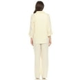 thumbnail image 3 of White Mark Women's 2-Piece Oversize Long Sleeve Button Down Cotton Linen Gauze Lounge Beach Set, 3 of 7