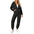 thumbnail image 2 of Szluipve 2 Piece Sets for Women 2 Piece Tracksuit Zip Up Hoodie Jacket Drawstring Jogger Pants Set Long Sleeve Casual Warm Loungewear Outfit for Daily Workout Black L, 2 of 9