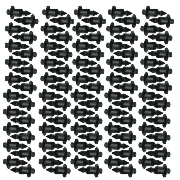 100-Pack Black Plastic Car Rivets 20mm Length, 6mm Hole Fit, Universal for Suzuki, Yamaha, Honda, and More Motorcycles