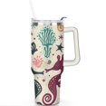 thumbnail image 2 of 40oz Ocean Cute SeaHorse Stainless Steel Flip Straw Tumbler Spill Proof Travel Cup Double Wall Vacuum Insulated Coffee Mug with Top Handle, 2 of 6