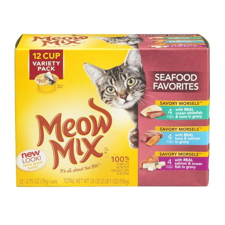 Meow Mix Seafood Favorites Variety Pack Wet Cat Food - (12) 2.75-oz Cups