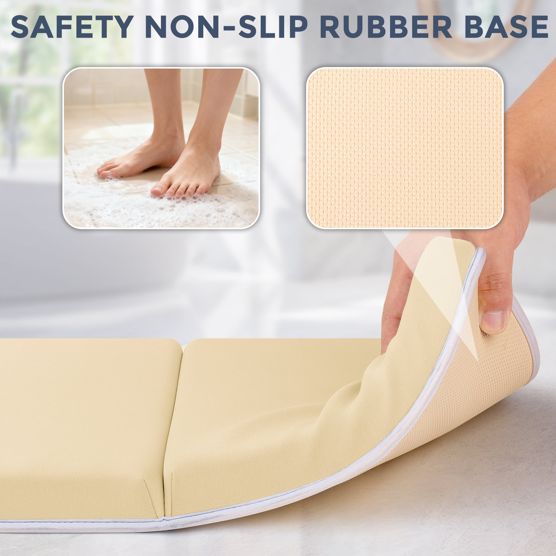 ACGROW Bath Kneeler and Elbow Rest Pad Set - 1.5" Thick Baby Bath Kneeler Pads with Toys Organizer, Anti-Slip Cozy Knee & Arm Support Bathtub Mat, Quick Dry Kneeling Pad for Baby Bath Time Yellow