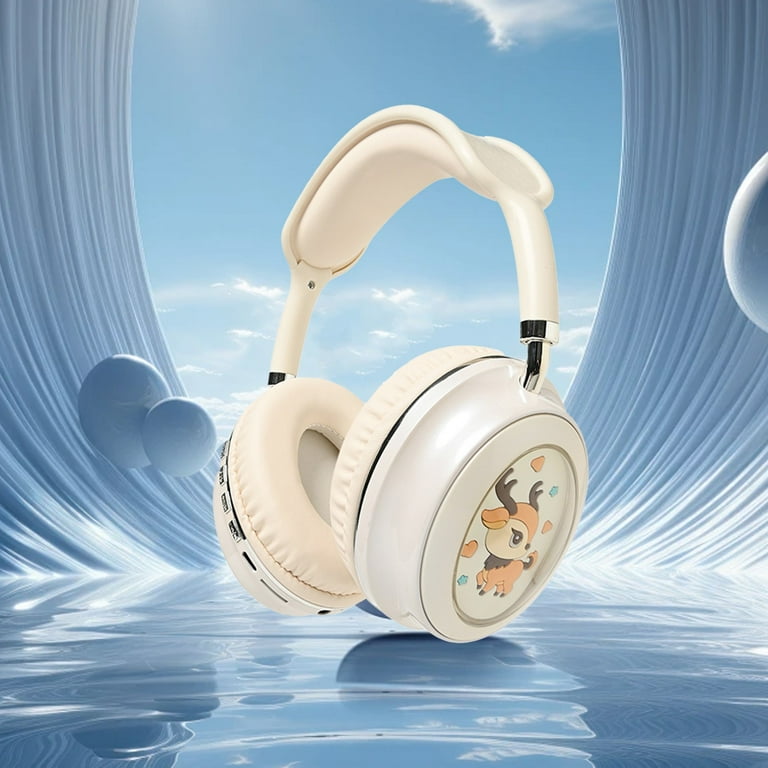 Ikohbadg Enchanting Deer Space Capsule Bluetooth Headphones Intelligent Noise Reduction RGB Ambiance Premium Sound Quality and Versatile