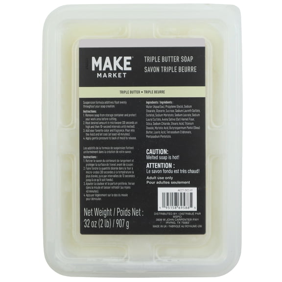 Triple Butter Soap Base by Make Market – 2lb Per Pack - Melt and Pour Soap Making Base with Shea - Mango & Cocoa Butter - 12lbs Total