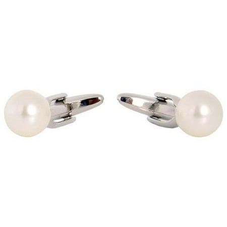 Cuff Daddy Silvertone Crystal Faux Pearl Cuff Links
