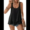 thumbnail image 3 of Camiseta Sin Mangas Holgada con para Mujer, Cuello Redondo, Sin Mangas, Informal, para Vacaciones, Color Negro, Talla XL, 3 of 9