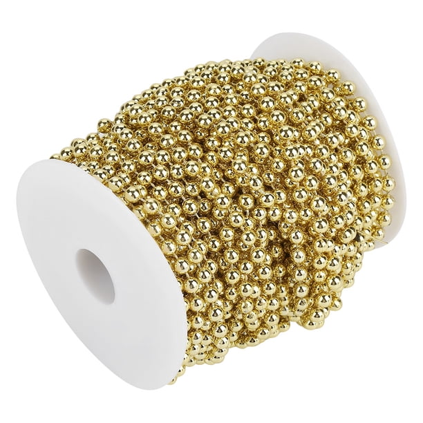 25 m/rollo de perlas de galvanoplastia, cuentas de alambre, guirnalda, cadena, decoración de boda DIY, 6mm (dorado)