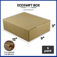 thumbnail image 2 of EcoSwift Brand Premium 12x9x3 Cardboard Boxes Mailing Packing Shipping Box Corrugated Carton 23 ECT, 12"x9"x3", Brown, 5-Pack, 2 of 6