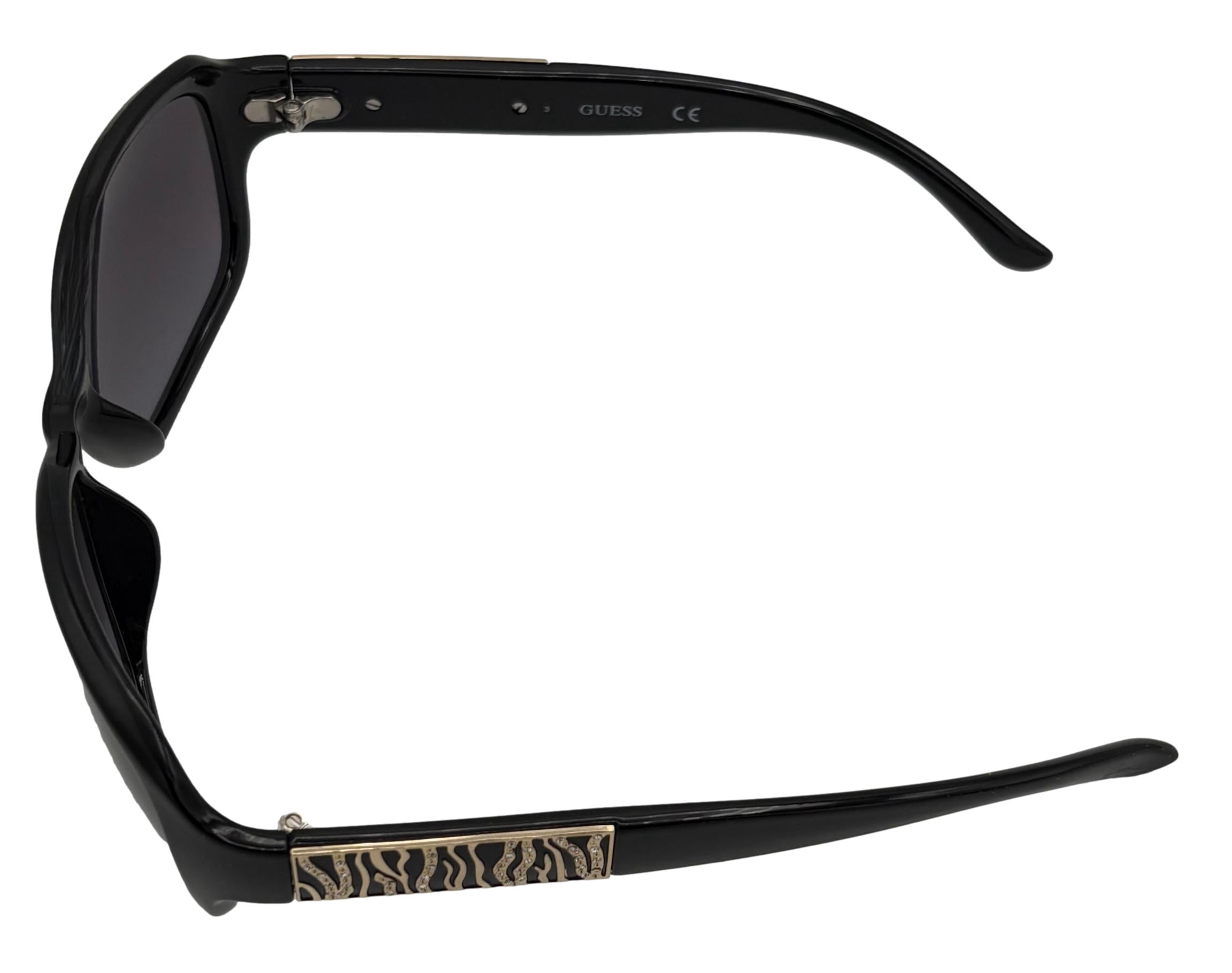 Guess Sunglass Womens Shiny Black Oversize Rectangle Plastic, GF0395. 1B