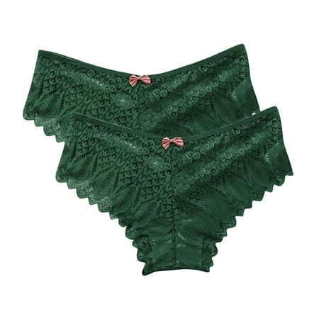Kmdttou Cotton Underwear for Women Sexy Lace High Cut Panties Comfort Bikini Panty Stretch Underpants Breathable Ladies Briefs (Regular & Plus Size) Green-S