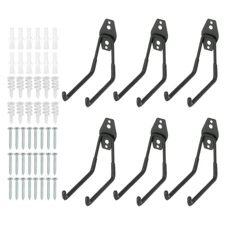 

Garage Hooks Heavy Duty 6Pcs Utility Storage Hooks 60 x 130 x 130MM (Black)