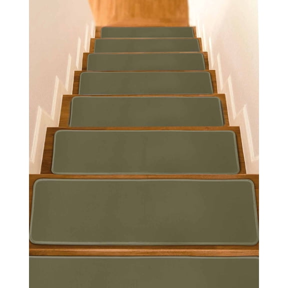 Sage Green Non-Slip Stair Treads for Wooden Steps, 4 Pack-8x30in Carpet Stair Mats with Adhesive Backing, Noise-Reducing Step Covers for Indoor Stairs, Easy to Install & Residue-Free