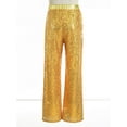 thumbnail image 4 of Kaerm Kids Girls Shiny Sequin Jazz Dance Pants Disco Party Flared Trousers Gold 6, 4 of 7