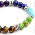 thumbnail image 3 of Pulsera de cuentas de piedras preciosas de cristal de 7 chakras para curación para mujer, pulsera elástica con cuentas de la suerte con equilibrio de reiki y yoga de piedra natural para meditación Mar, 3 of 5