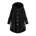 thumbnail image 1 of Womens Cardigan Plus Size Button Plush Tops Hooded Loose Cardigan Wool Coat Winter Jacket Navy Xl, 1 of 7