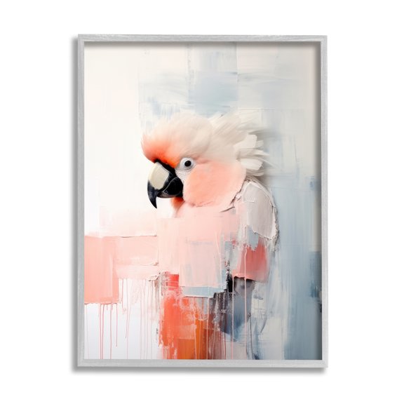 Stupell Industries Modern Cockatoo Portrait Animals & Insects Painting Gray Framed Art Print Wall Art, 16 x 20
