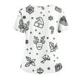 thumbnail image 4 of Women's Christmas Scrub Top Stretchy Vneck Short Sleeve Cute Xmas Printed Christmas Nursing Work Uniform T Shirts with Pockets, 4 of 5