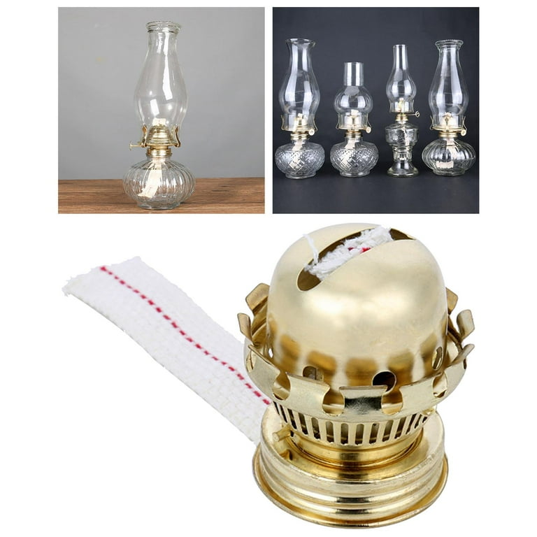 Oil Lamp Part Indoor Use Oil Lamp Replacement Burner for Transparent Glass Oil Lantern, Antique Lamps, Desktop Oil Lamps, Size: 6 cm, Gold