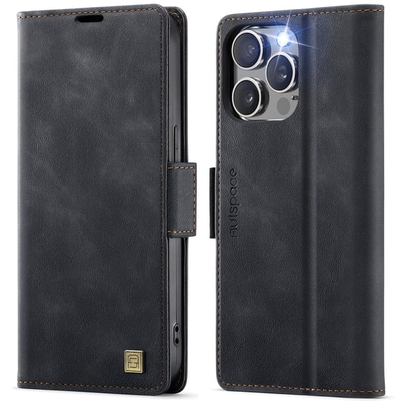 TOWOND Phone Case for iPhone 14 Pro Max Magnetic Wallet Phone Case Protective Leather Case with Card Holder Function Shockproof Flip Case Black