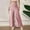 *Pink, variant on Women's Linen Elastic High Waisted Flowy Wide Leg Pants, Fall Casual Trousers Wine,Womens Plus XXL