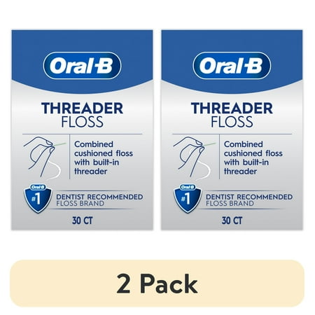 (2 pack) Oral-B Floss, Glide Pro-Health Dental Floss Threader for Braces and Dental Work, 30 Count