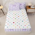 thumbnail image 4 of Homewish Letter F Initial Zipper Twin Comforter Sets with Fitted Sheet and 2 Pillowcases For Kids Girls,Purple Plaid Zipper Bedding Set For Bow Tie Lover,Reversible,4 Pieces, 4 of 7