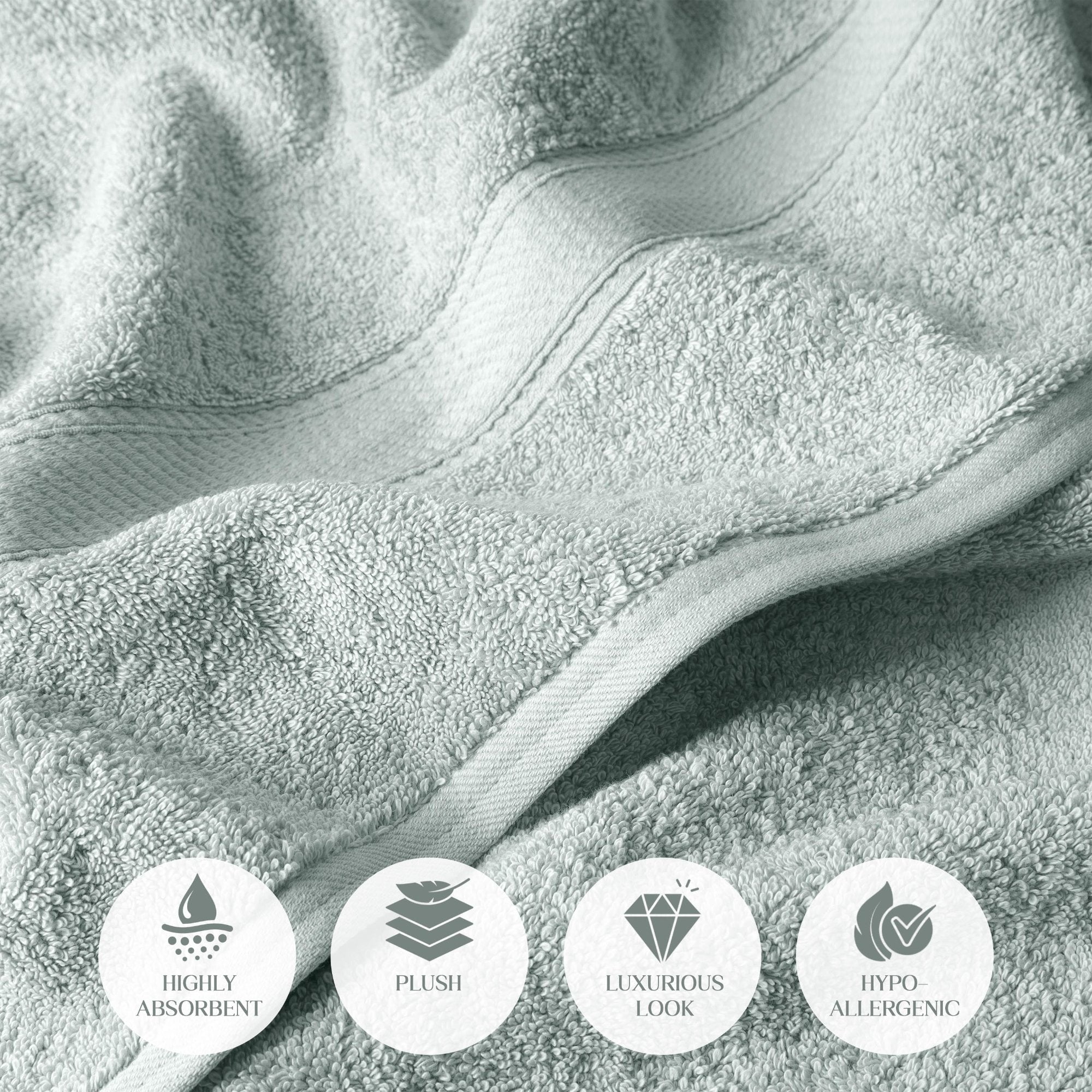 Superior Madeline Egyptian Cotton Ultra-Plush 12-Piece Towel Set, Sea Foam