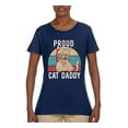 thumbnail image 3 of Proud Cat Daddy Cat Lover Womens Graphic T-Shirt, Navy, XX-Large, 3 of 5