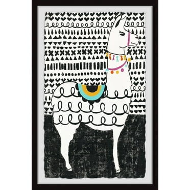 Marmont Hill Llama Loops Framed Wall Art, 12.00" x 1.50"