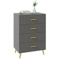 thumbnail image 1 of HOMCOM Commode de Chambre, Commode à 4 Tiroirs avec Pattes en Aluminium, 1 of 10