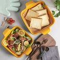 thumbnail image 2 of SWEEJAR Ceramic Baking Dish, 9 x 9 Cake Baking Pan for Brownie, Porcelain Square Bakeware with Double Handle for Casserole, Lasagna, Family Dinner,Blue&Yellow, 2 of 6