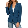 thumbnail image 7 of FAWUUDO Women's Single Breasted Suit Jacket Notched Lapel Long Sleeve Tailored Work Office Blazer Open Front Casual Cardigan Jacket with Flap Pockets Blue, 7 of 7