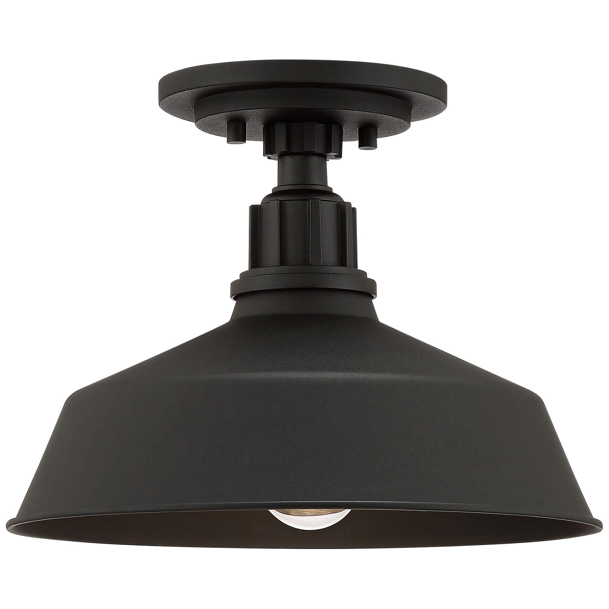 Franklin Iron Works Arnett Rustic Industrial Semi Flush Mount Outdoor Ceiling Light Black 12" Damp Rated for Post Exterior Barn Deck House Porch Yard