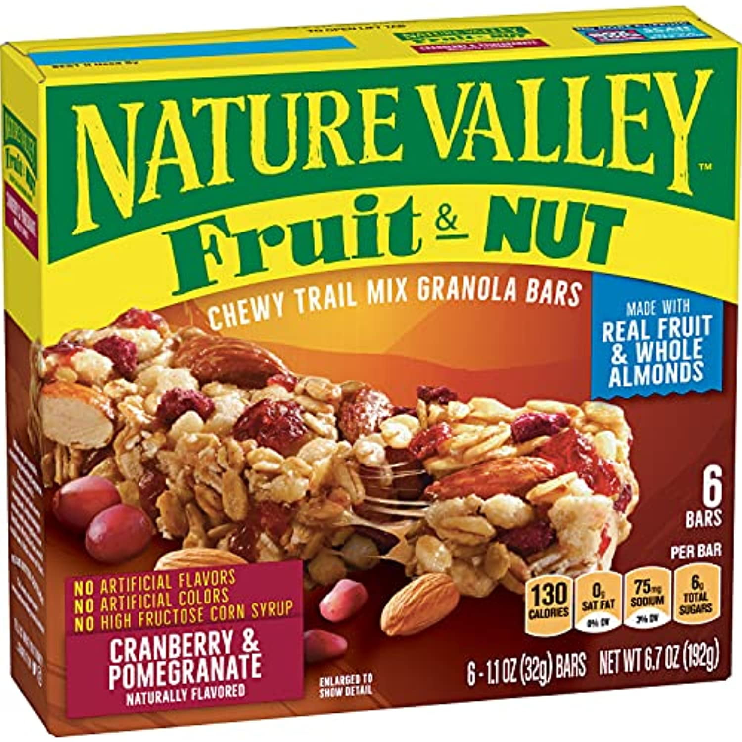 Nature Valley Chewy Trail Mix Granola Bars, Cranberry & Pomegranate, 6.7  Oz, 6 Ct (Pack Of 6)